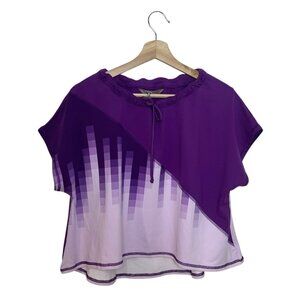 X by Gottex Oversized Activewear Top Size Small Murrbury Ombre Purple Pullover